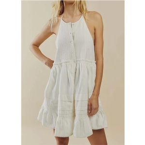 Free People White Desert Days Mini Dress